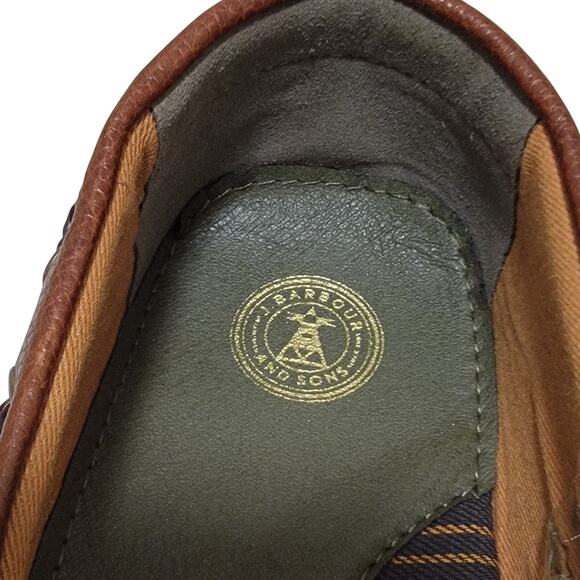 Barbour Men Moc Toe Slip On Driving Loafers Jenson Size US 12 UK 11 Cognac Brown - Picture 4 of 6